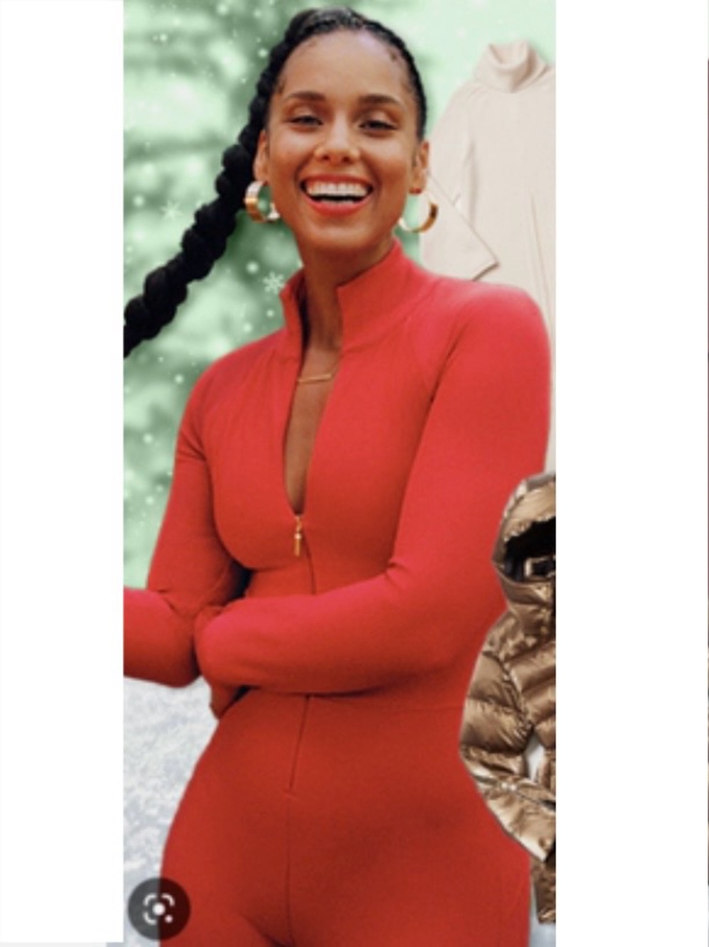 NEW Athleta x Alicia Keys Goddess Bodysuit Red Zip Ribbed Long Sleeve Jumpsuit
